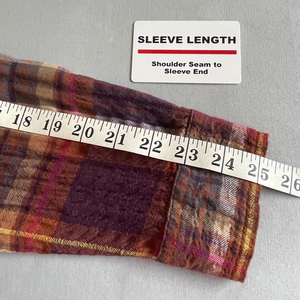 Beachlunchlounge Womens XL Plaid Seersucker Button Down Shirt Burgundy LCTS013 - Picture 8 of 10